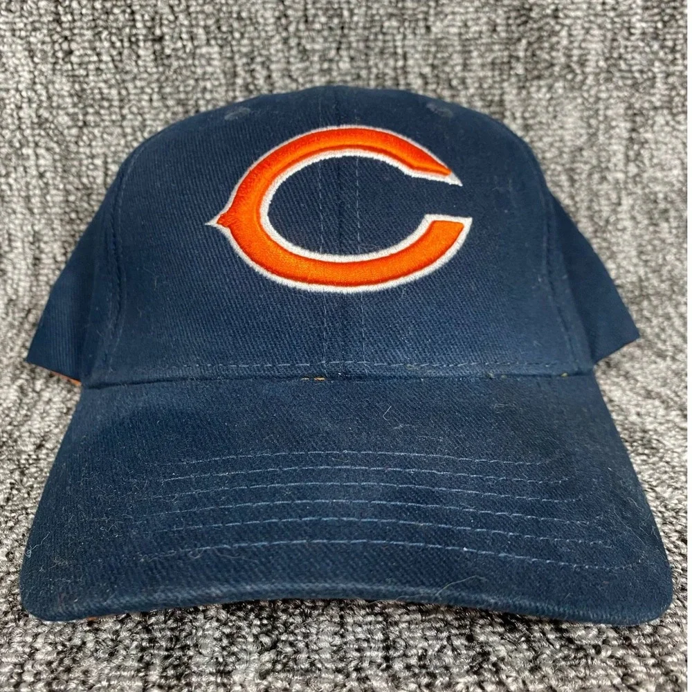 NFL Chicago Bears Hat Mens OSFA Navy Blue Embroidered‎ Logo Adjustable Cap